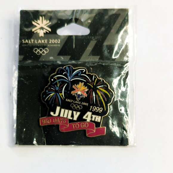 Salt Lake 2002 Olympic Pin July 4th 1999 950 Days To Go Amico Intl - Picture 1 of 3